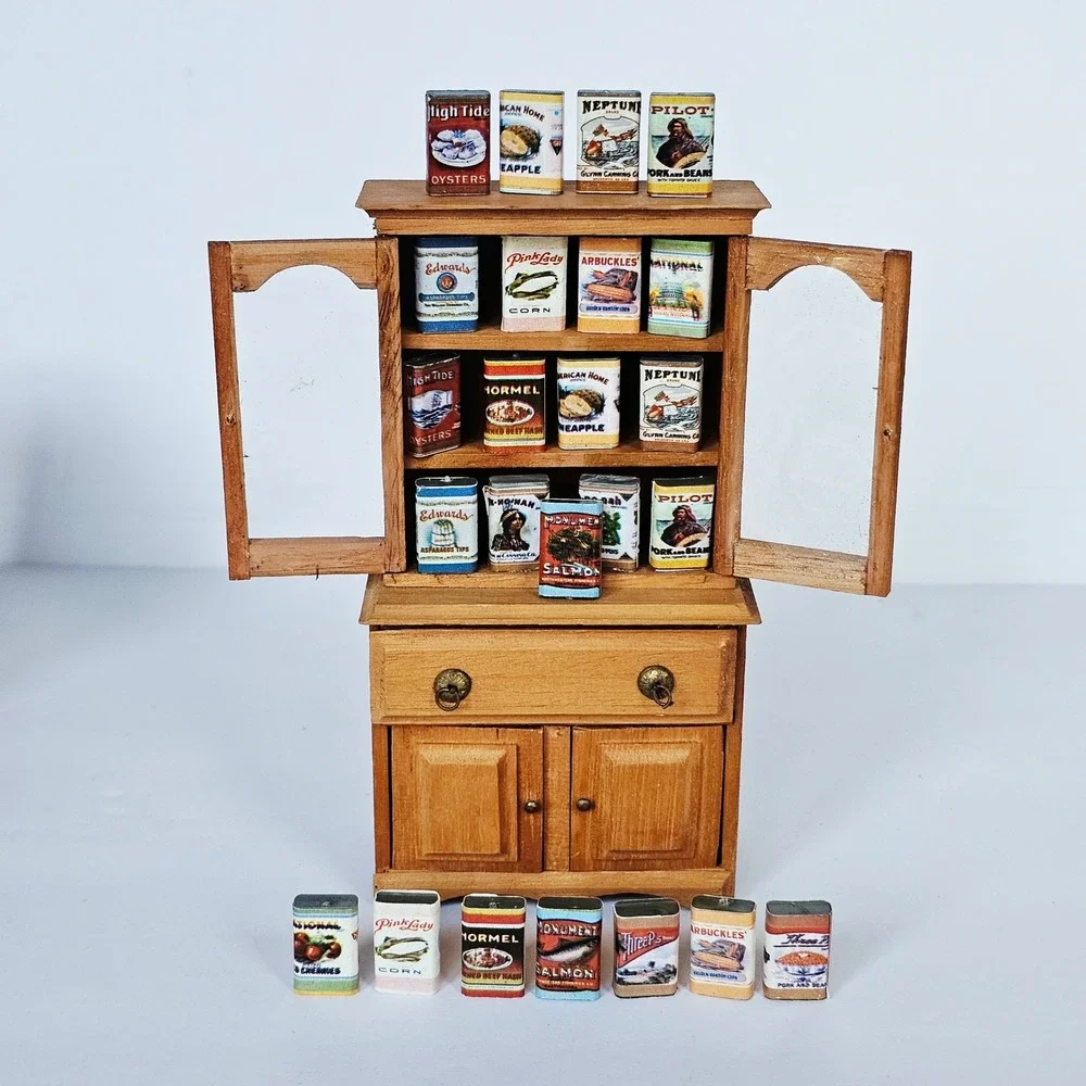 Vtg Dollhouse Miniature Canned Goods 24pc Set Pantry Food 1:12 Scale Accessory